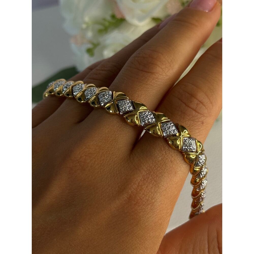 Charming 925 Sterling Silver Gold Plated Bracelet Length 7.5 Inch